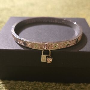 Louis Vuitton Silver and Gold Bracelet with Lock Charm